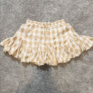 Plaid Ruffle Skort in Beige and White